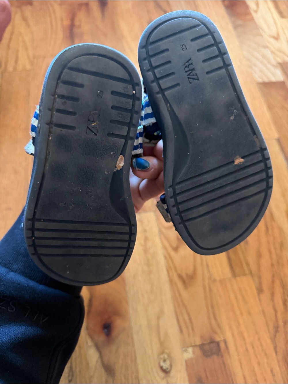 Zara Navy and Cream Striped Toddler Sandal with Sun Accent - Picture 5 of 5